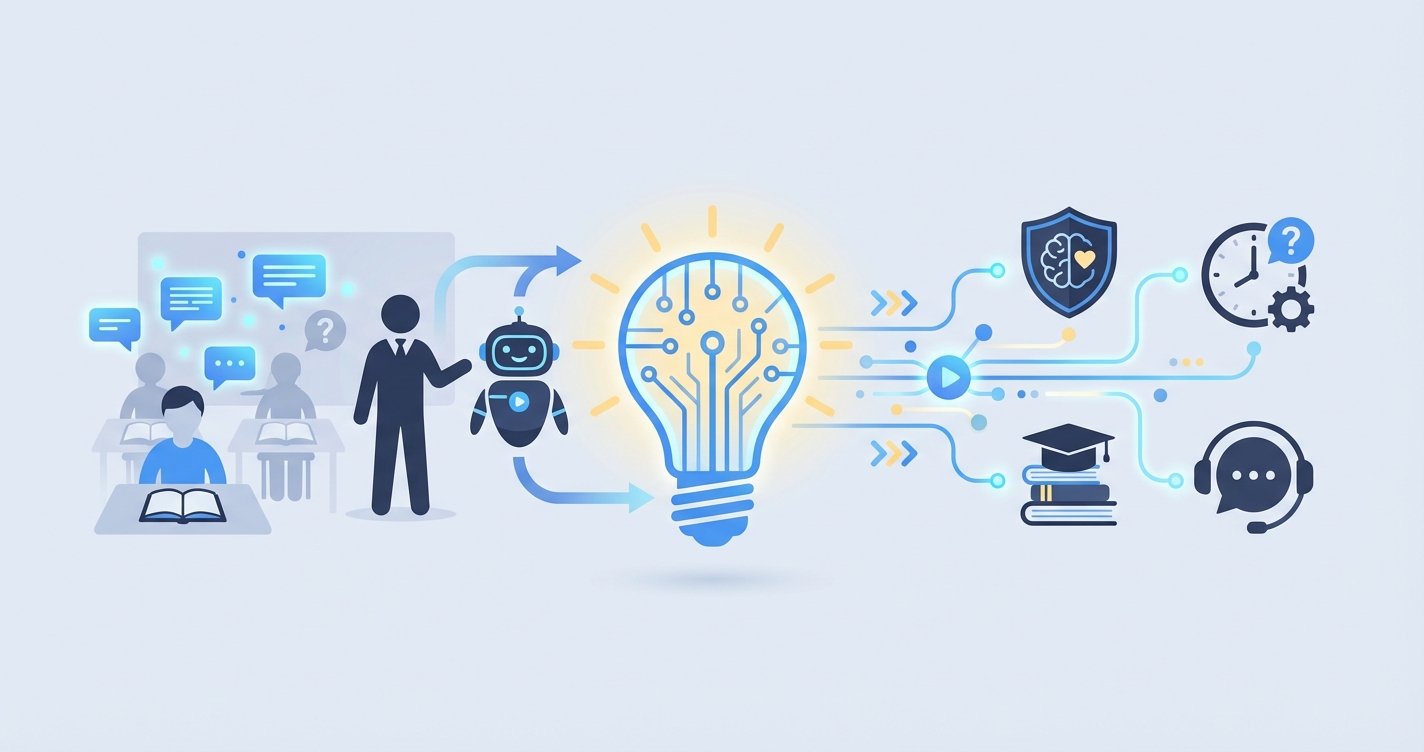 Stylized illustration for blog: How AI Chatbots Are Changing Student Support in Education