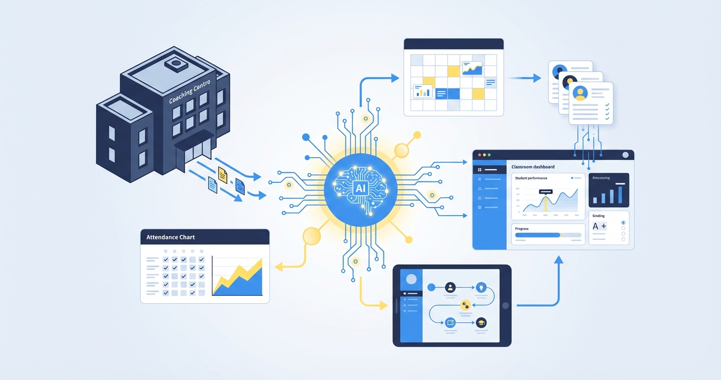 Stylized illustration for blog: AI in Indian Education: How Technology Is Transforming Coaching and Schools