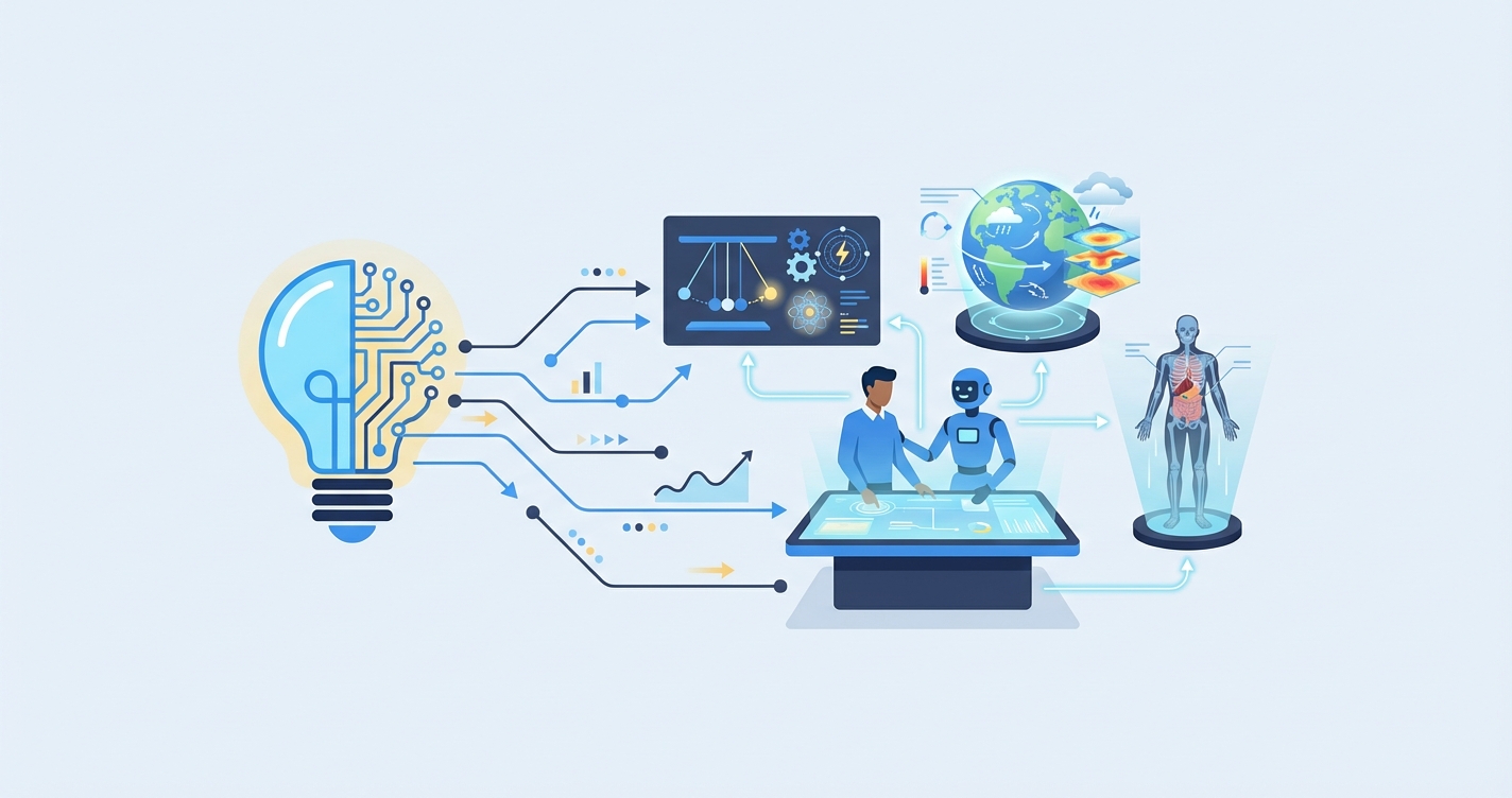 Stylized illustration for blog: AI Simulations in Education: Physics, Geography, and Beyond