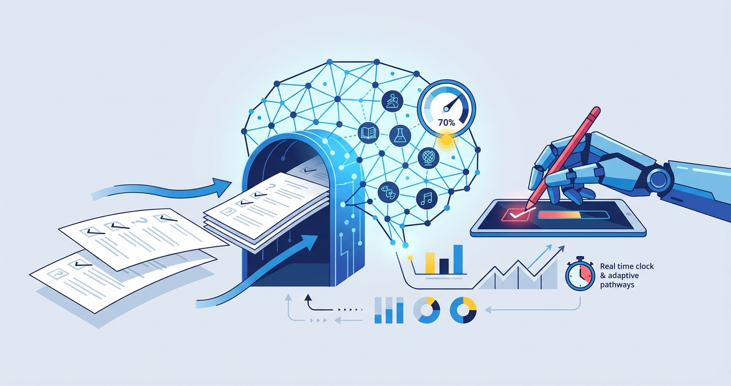 Stylized illustration for blog: The Future of Assessment: AI Grading Trends Reshaping Education