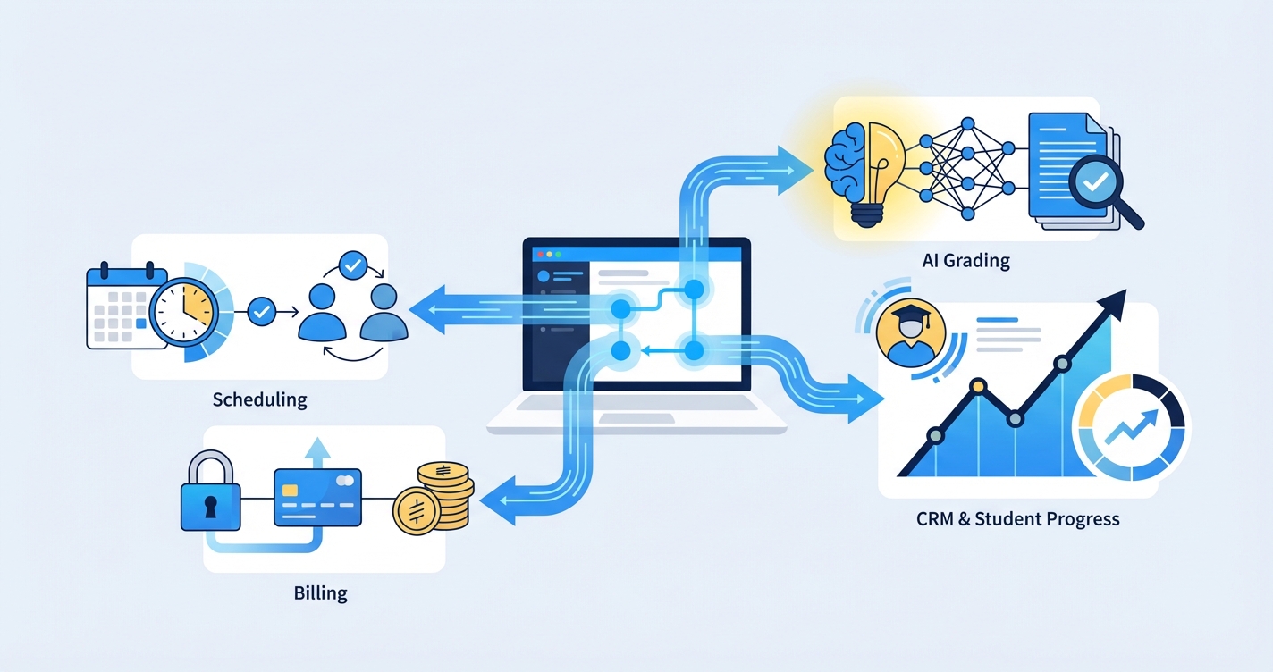 Stylized illustration for blog: How to Choose Tutoring Software: The Complete Buyer's Guide