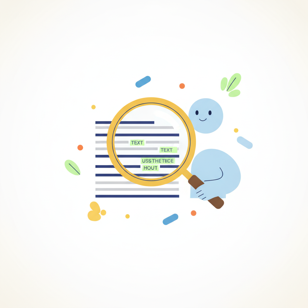 An AI detector analyzing text by highlighting predictable word patterns and uniform sentence lengths.