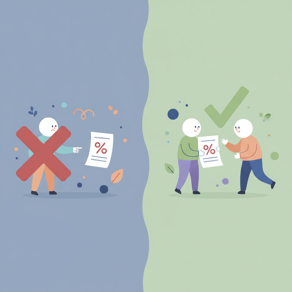 A visual showing the wrong way (accusation) and the right way (conversation) to use an AI detector score.