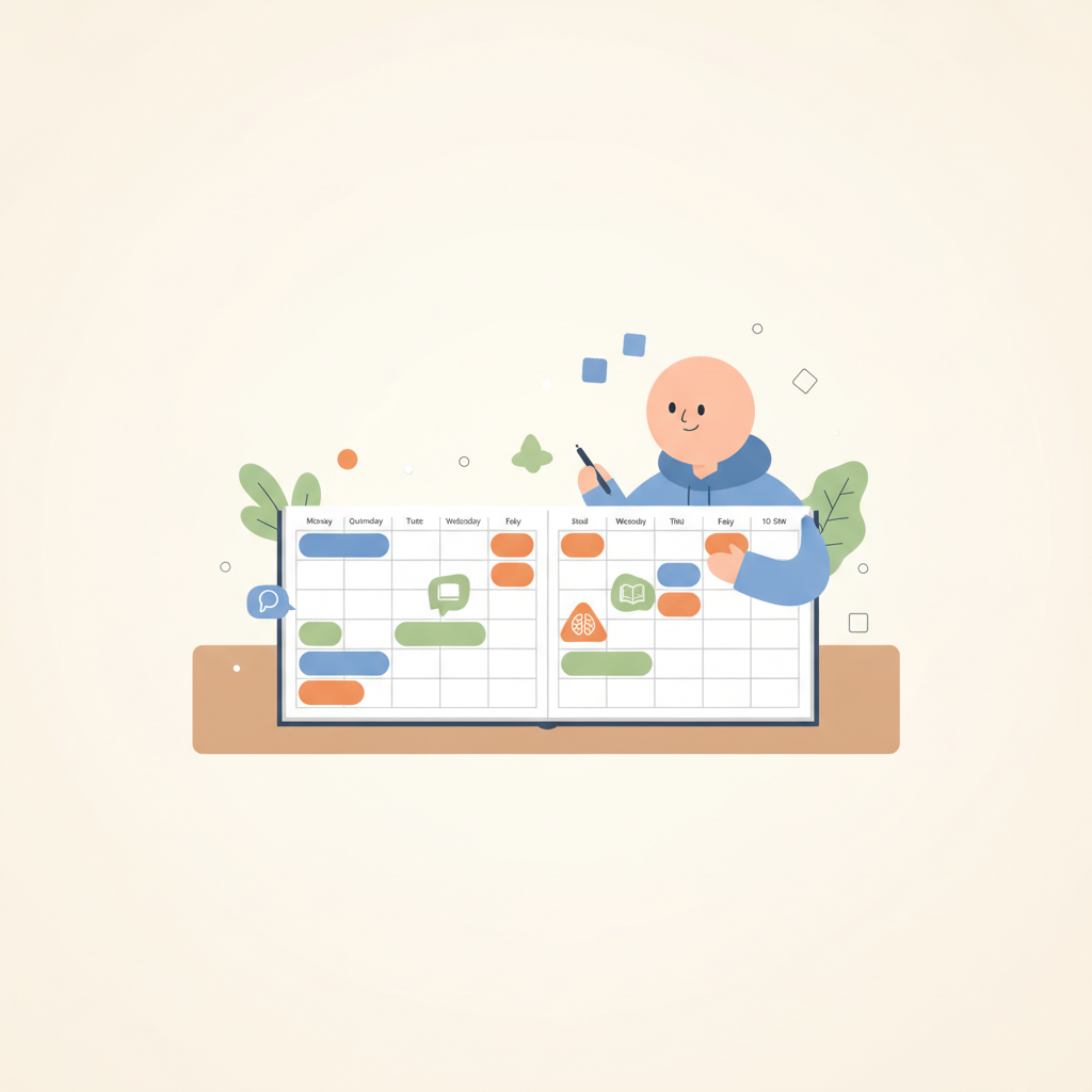 A structured weekly GMAT study plan for a working professional, showing daily focused study sessions.