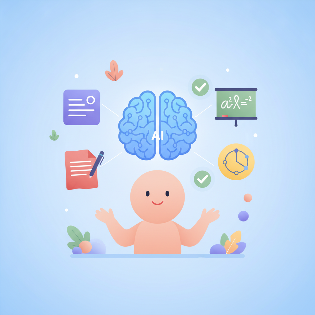 An illustration showing how AI grading software can handle multiple types of exam questions.