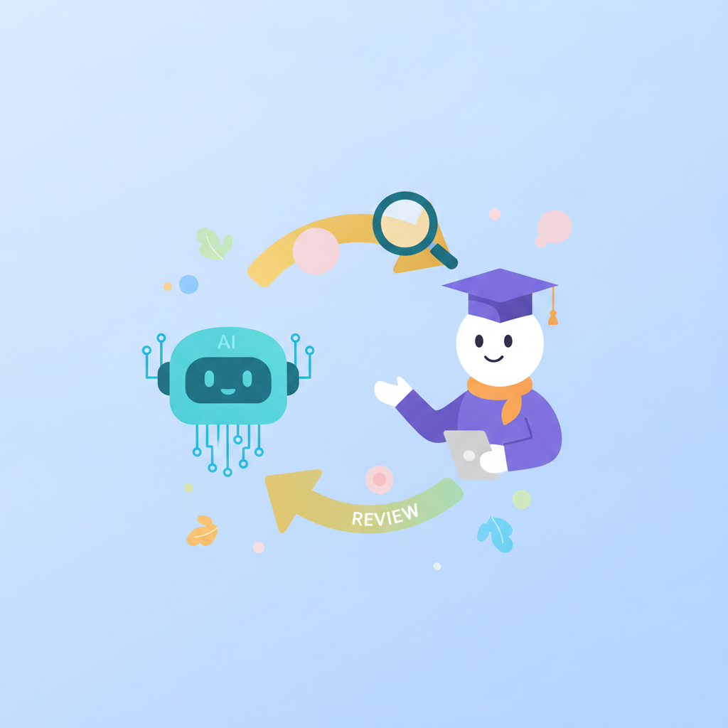 A diagram explaining the human-in-the-loop process for ensuring fair and accurate AI exam evaluation.