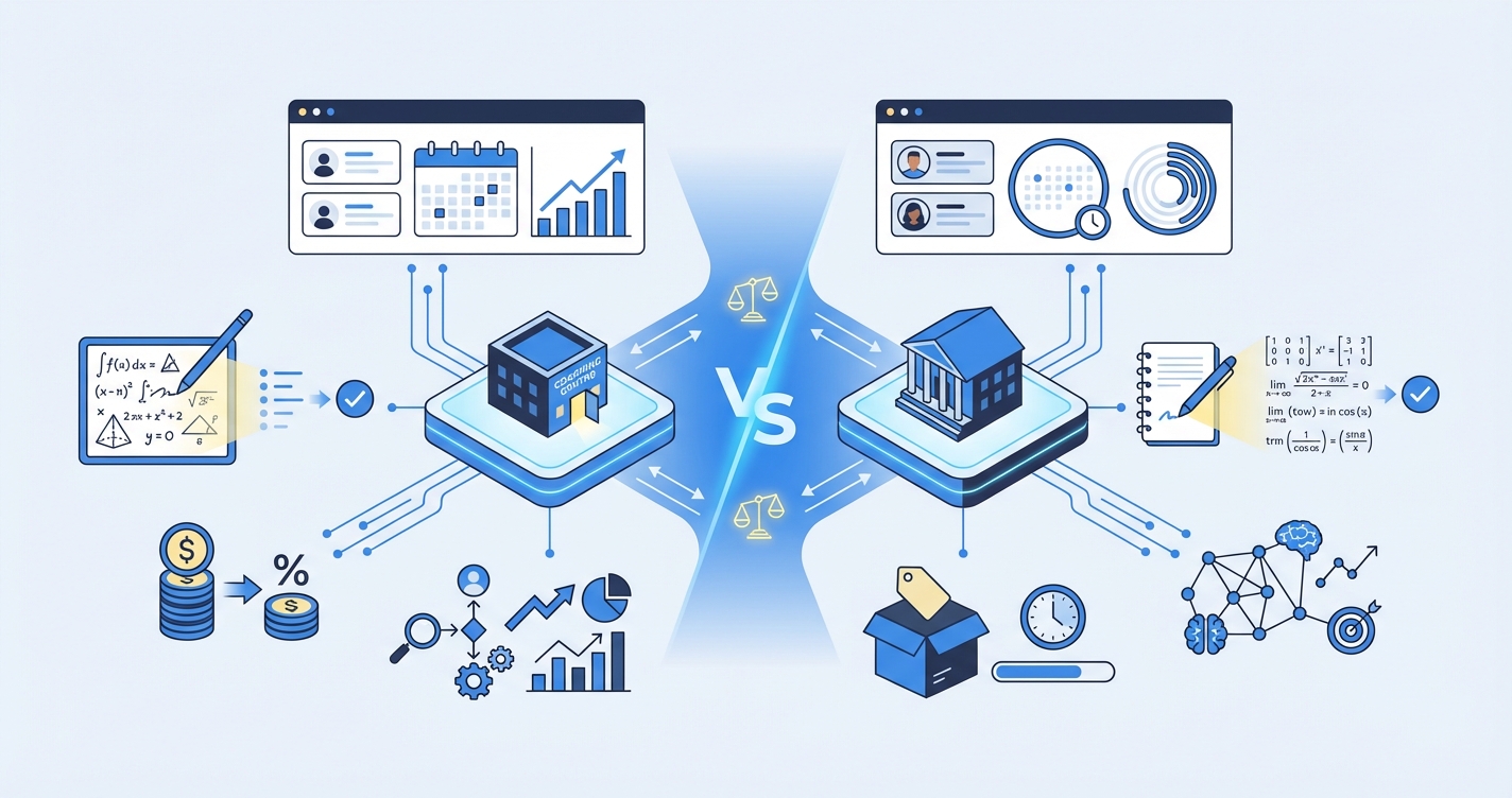 Stylized illustration for comparison: IntelGrader vs Chanakya AI: AI Grading for Indian Coaching Centres Compared