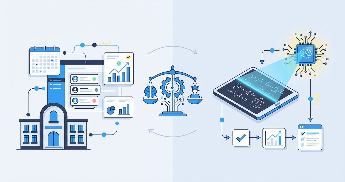 Stylized illustration for comparison: IntelGrader vs Classpro: AI Grading vs Coaching Centre Management