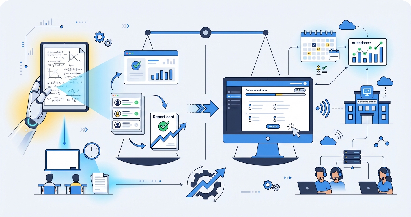 Stylized illustration for comparison: IntelGrader vs Eklavvya: AI Grading vs Online Examination Platform