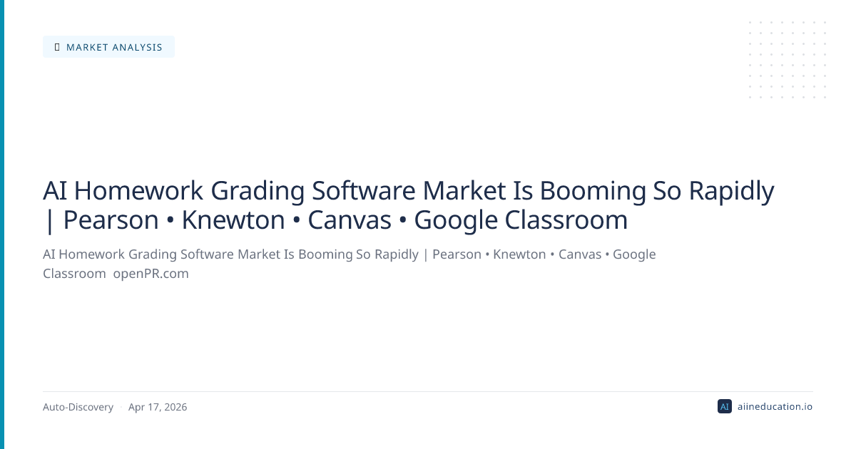 AI Homework Grading Software Market Is Booming So Rapidly | Pearson • Knewton • Canvas • Google Classroom