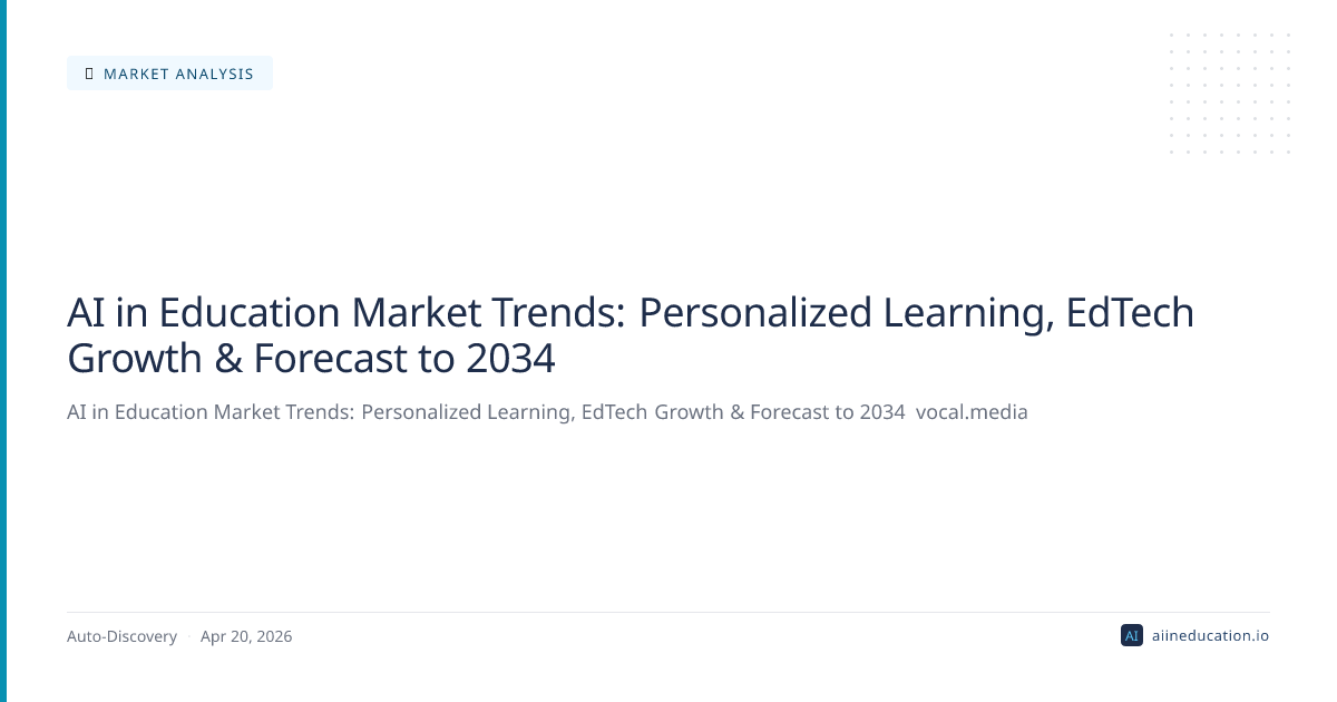 AI in Education Market Trends: Personalized Learning, EdTech Growth & Forecast to 2034