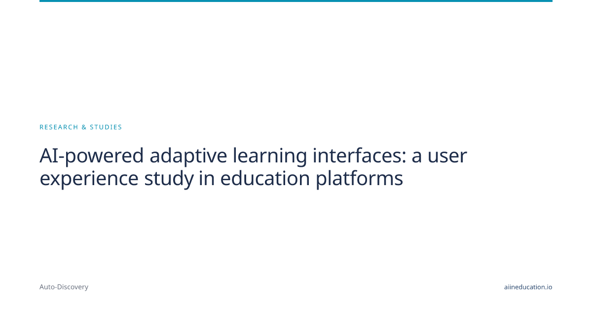 AI-powered adaptive learning interfaces: a user experience study in education platforms
