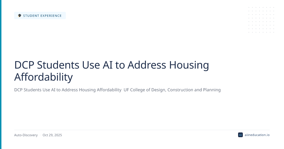 DCP Students Use AI to Address Housing Affordability