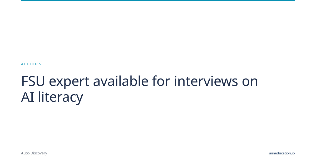 FSU expert available for interviews on AI literacy