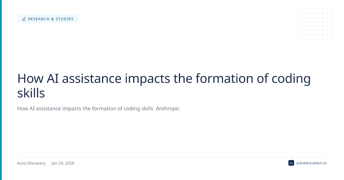 How AI assistance impacts the formation of coding skills