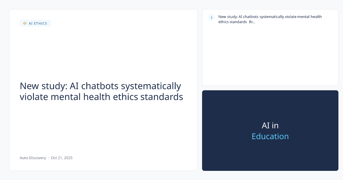 New study: AI chatbots systematically violate mental health ethics standards