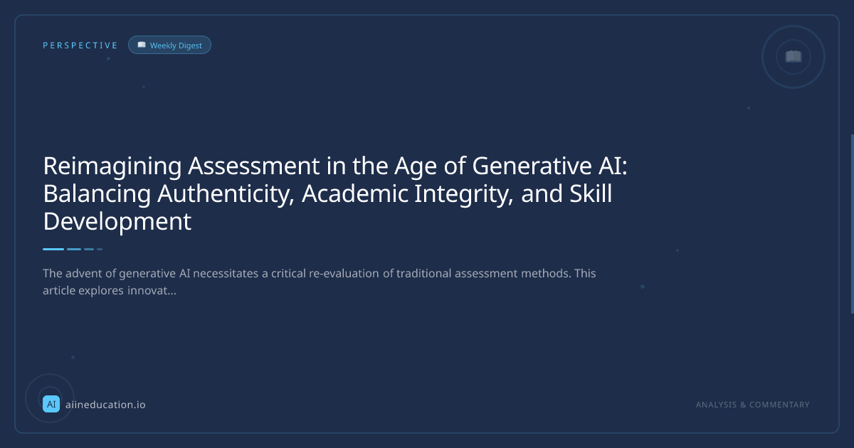 Reimagining Assessment in the Age of Generative AI: Balancing Authenticity, Academic Integrity, and Skill Development